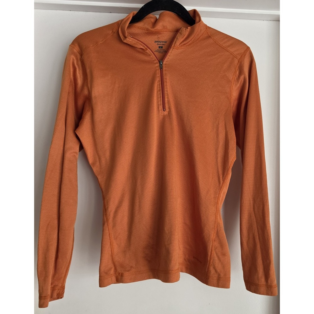 Patagonia Women's Quarter-Zip Pullover Size L Orange Long Sleeve Athletic